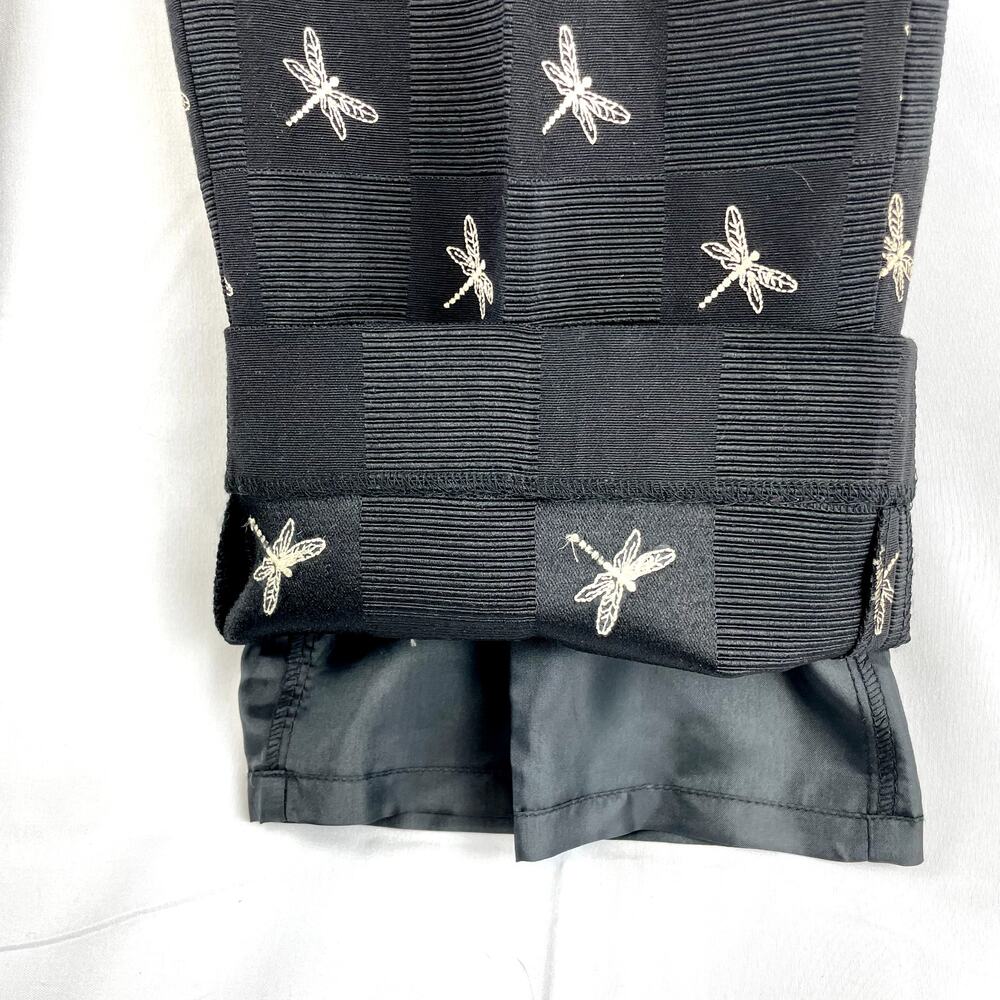 Talbots Black Dragonfly Pants Embroidered Nature Core Textured Dress Slacks 6 - Picture 5 of 12